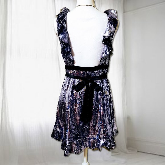 Free People Purple Black Sequin Siren Mini Dress - Picture 5 of 8